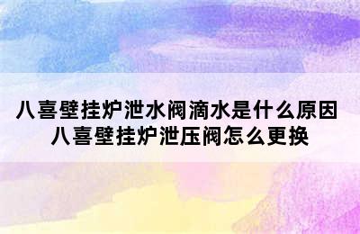 八喜壁挂炉泄水阀滴水是什么原因 八喜壁挂炉泄压阀怎么更换